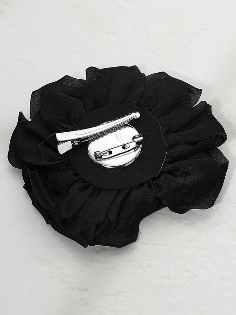 White Fabric Rose Flower Brooch Pin Hairclip 3D Womens Statement Accessory